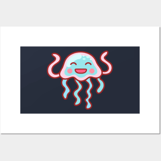 Dancing Cotton Candy Jellyfish Minimal Posters and Art